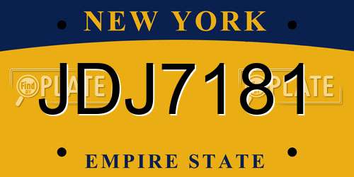 JDJ7181 New York License Plate