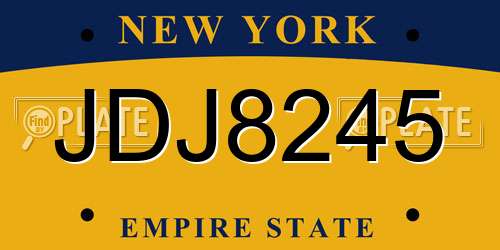 JDJ8245 New York License Plate