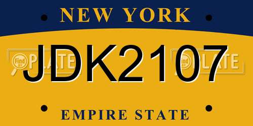 JDK2107 New York License Plate