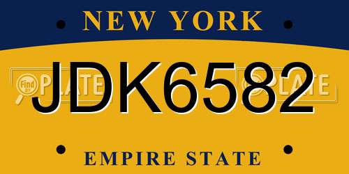JDK6582 New York License Plate