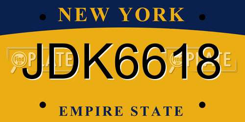 JDK6618 New York License Plate