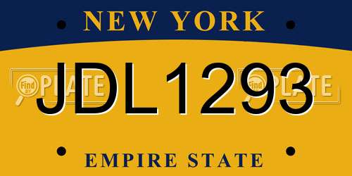 JDL1293 New York License Plate