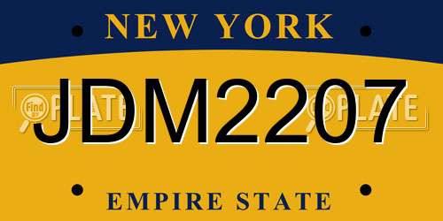 JDM2207 New York License Plate