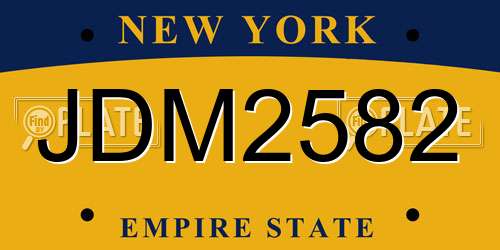 JDM2582 New York License Plate
