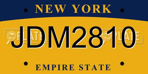 JDM2810 New York License Plate