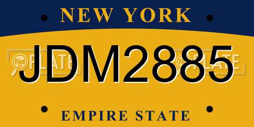 JDM2885 New York License Plate