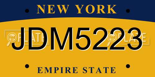 JDM5223 New York License Plate