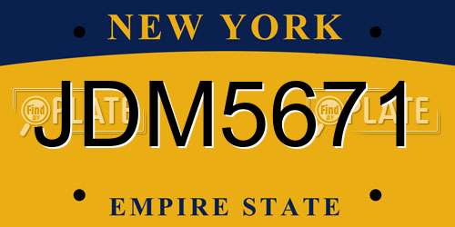 JDM5671 New York License Plate