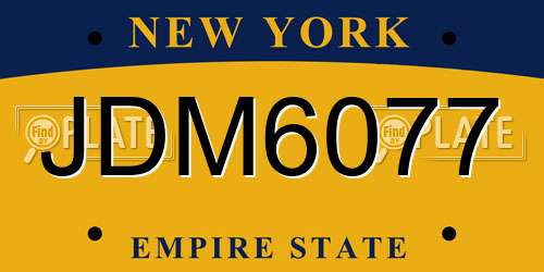 JDM6077 New York License Plate