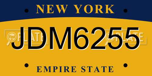 JDM6255 New York License Plate