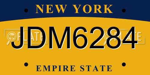 JDM6284 New York License Plate