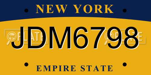 JDM6798 New York License Plate