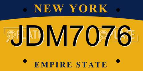 JDM7076 New York License Plate
