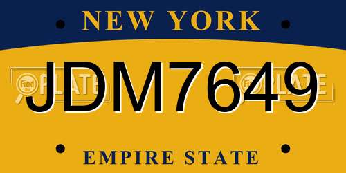 JDM7649 New York License Plate