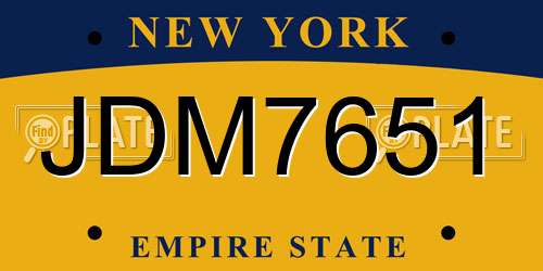 JDM7651 New York License Plate