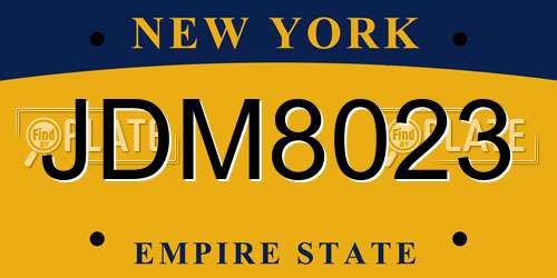 JDM8023 New York License Plate