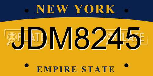 JDM8245 New York License Plate