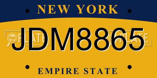 JDM8865 New York License Plate