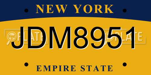 JDM8951 New York License Plate