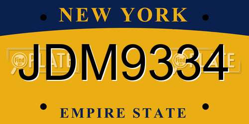 JDM9334 New York License Plate