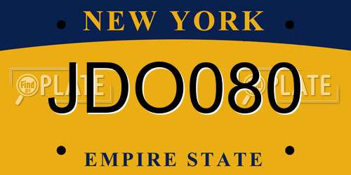 JDO080 New York License Plate