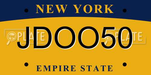 JDOO50 New York License Plate
