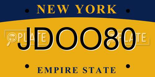JDOO80 New York License Plate
