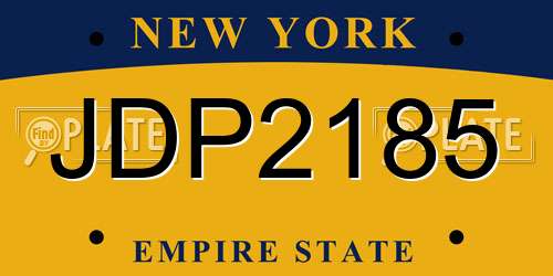 JDP2185 New York License Plate