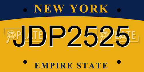 JDP2525 New York License Plate