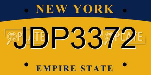 JDP3372 New York License Plate