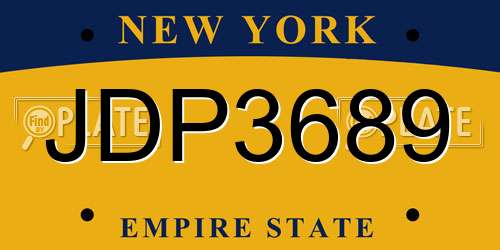 JDP3689 New York License Plate
