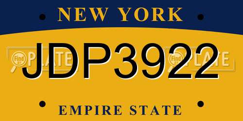 JDP3922 New York License Plate