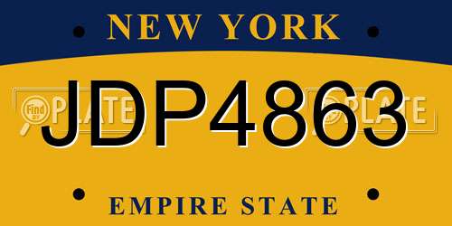 JDP4863 New York License Plate