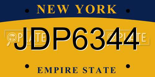 JDP6344 New York License Plate