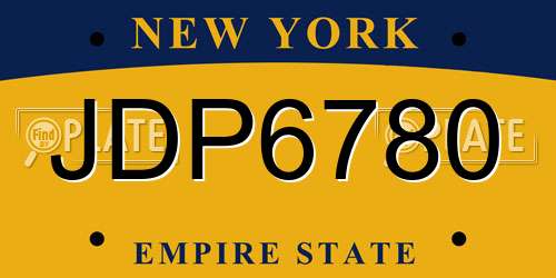 JDP6780 New York License Plate