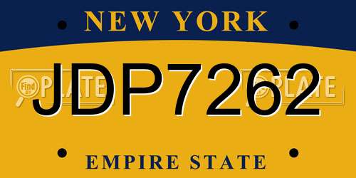 JDP7262 New York License Plate