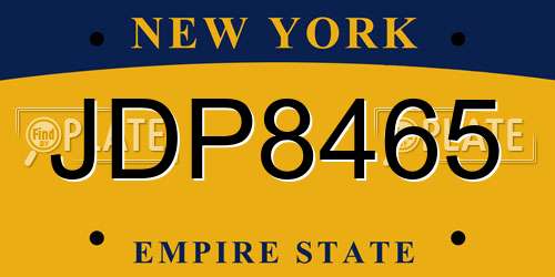 JDP8465 New York License Plate