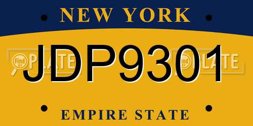 JDP9301 New York License Plate