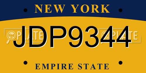 JDP9344 New York License Plate