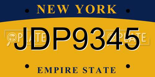 JDP9345 New York License Plate