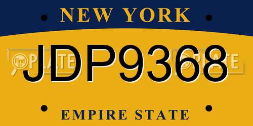JDP9368 New York License Plate