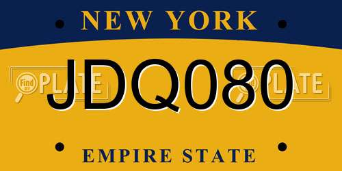JDQ080 New York License Plate