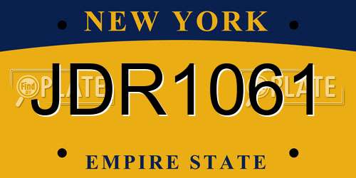 JDR1061 New York License Plate