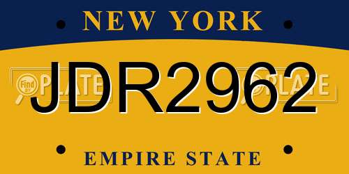 JDR2962 New York License Plate