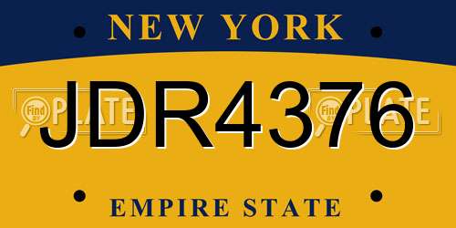 JDR4376 New York License Plate