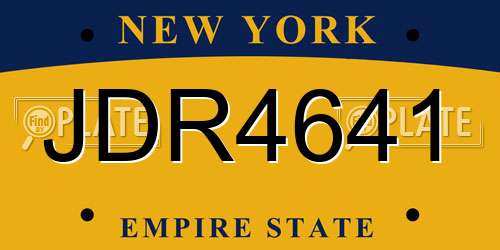 JDR4641 New York License Plate
