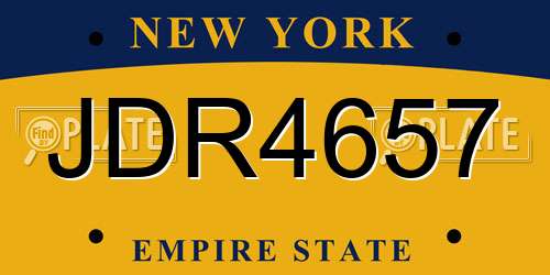 JDR4657 New York License Plate