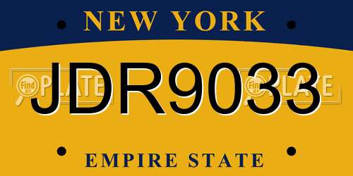 JDR9033 New York License Plate