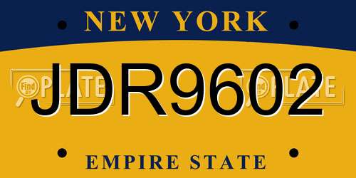 JDR9602 New York License Plate