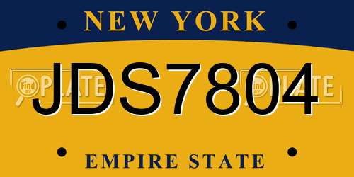 JDS7804 New York License Plate